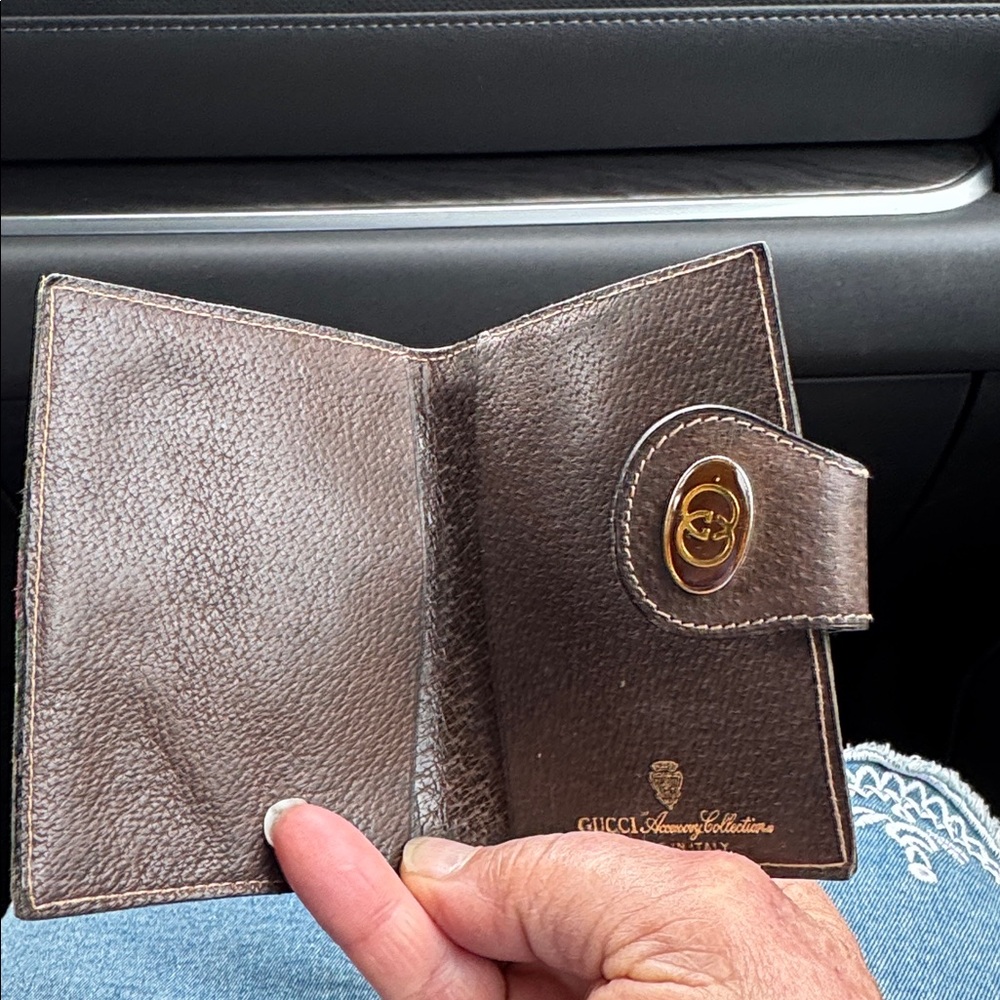 Gucci GG supreme bi-fold  Beige and Brown small Wallet with Red and Green - Picture 2 of 7